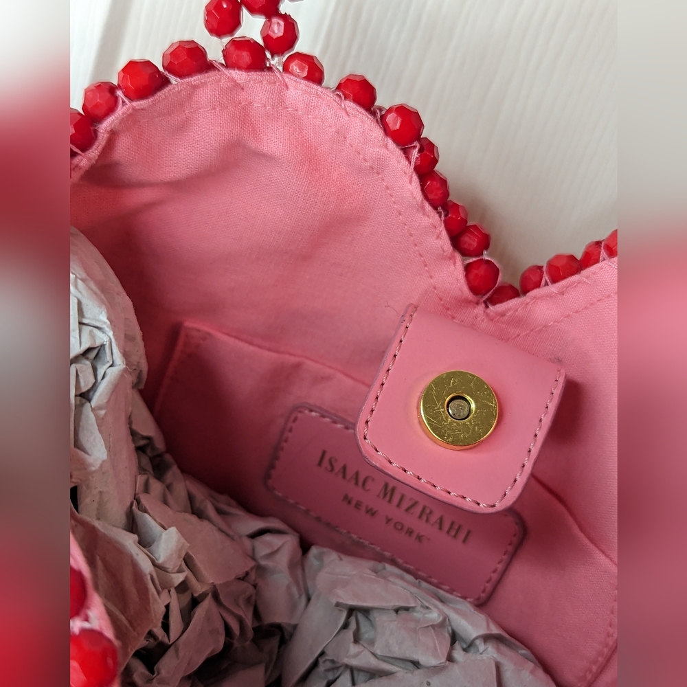 Isaac Mizrahi red heart shaped beaded purse - Picture 8 of 14